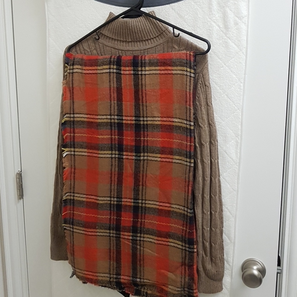 Zara Blanket Scarf in Taupe /orange.140cm/140cm
